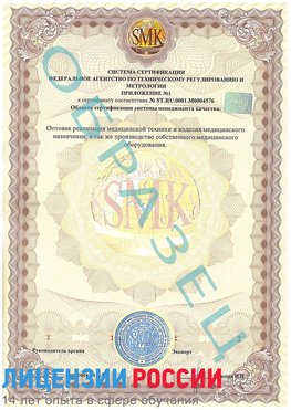 Образец сертификата соответствия (приложение) Прохоровка Сертификат ISO 13485